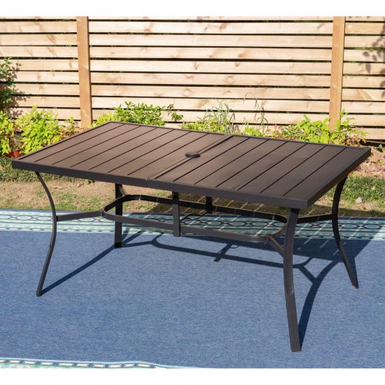 Sophia & William 6-seat Outdoor Metal Table with Adjustable Umbrella Hole 1.57\" or 1.9\"