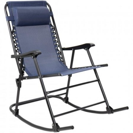 Devoko Zero Gravity Rocking Chair with Headrest Pillow Folding Recliner Foldable Lounge Chair, Blue