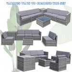 Costway 8 PCS Wicker Sofa Weaving Rattan Furniture Set Patio Furniture w/ Storage Outdoor