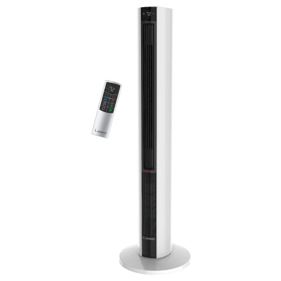 Lasko 42\" 1500W All Season Tower Fan & Space Heater with Timer and Remote, White, FH500