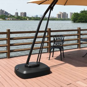 Costway 330LBS Umbrella Weight Base Water/Sand Filled Offset Umbrella Foot Pedal W/Wheel