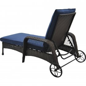 Better Homes & Gardens Colebrook Multiple Positions Wicker Outdoor Chaise Lounge Blue