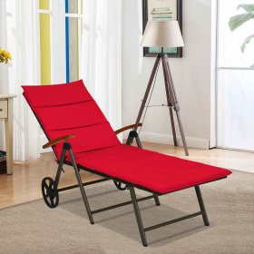 Costway Aluminum Rattan Lounger Recliner 5-Position Adjustable Chair Red