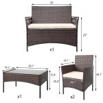 Walnew 4 Pieces Outdoor Patio Furniture Sets Rattan Chair Wicker Set for Backyard Porch Garden Poolside Balcony