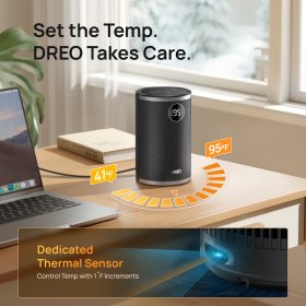DREO Space Heater, 1500W Portable Heaters for Inside, Electric Heater with Thermal Sensor for Home, Digital Display, 12H Timer, 3 Modes, Safe Quiet Heater for Bedroom.