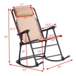 Costway Folding Zero Gravity Rocking Chair Rocker Porch Outdoor Patio Headrest Beige