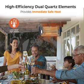 Comfort Zone Ceiling Heater, Dual Quartz, Tilt, Safety, Electric