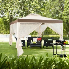 Costway 10 x 10 2-tier Canopy Gazebo Tent Outdoor Netting Picnic Party Sun Shade