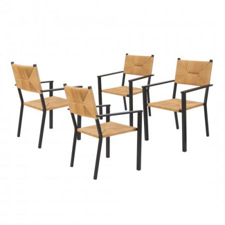 Better Homes & Gardens Ventura Outdoor Patio Dining Chairs, Black, Set of Four Chairs