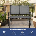 Costway Patio Glider Rocking Bench Double 2 Person Chair Loveseat Garden Grey