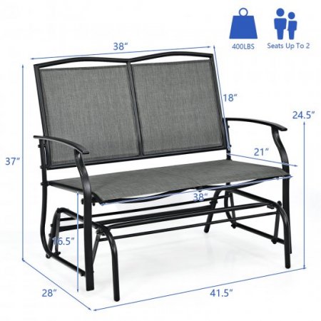 Costway Patio Glider Rocking Bench Double 2 Person Chair Loveseat Garden Grey