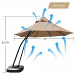 Costway 11FT Outdoor Cantilever Offset Hanging Umbrella w/ Base Wheels Beige