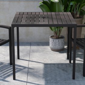 Flash Furniture Lark Outdoor Steel Square Dining Table Gray/Black