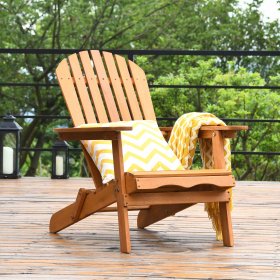 Costway 3PCS Patio Wooden Adirondack Chair Table Set Folding Seat Furniture Garden