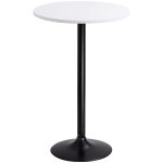 LACOO Round Bistro Pub Table 23.8" Bar Height Cocktail Table with Metal Leg and Base, White