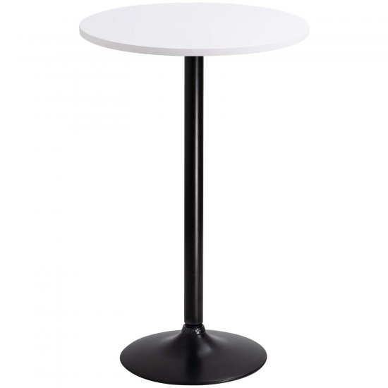 LACOO Round Bistro Pub Table 23.8\" Bar Height Cocktail Table with Metal Leg and Base, White