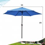 Costway 9Ft Outdoor Market Patio Table Umbrella Push Button Tilt Crank Lift Blue