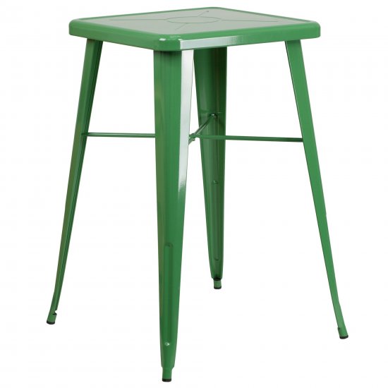 Flash Furniture 23.75 Square Metal Indoor-Outdoor Bar Height Table Green