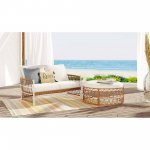 Better Homes & Gardens Lilah 2-Piece Outdoor Wicker Loveseat and Ottoman, White