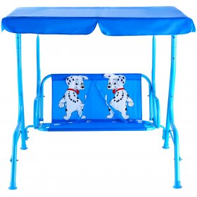Costway Kids Patio Swing Chair Children Porch Bench Canopy 2 Person Yard Furniture blue