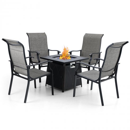 Sophia & William 5 Pcs Metal Patio Dining Set with Gas Fire Pit Table