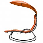 Costway Hanging Chaise Lounge Swing Hammock Canopy Thick Cushion Orange