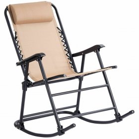 Costway Folding Rocking Chair Porch Patio Indoor Foldable Rocker Seat With Headrest