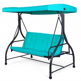 Costway Converting Outdoor Swing Canopy Hammock 3 Seats Patio Deck Furniture Turquoise