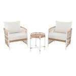 Better Homes & Gardens Lilah Outdoor Wicker 3-Piece Stationary Chat Set, Off-White