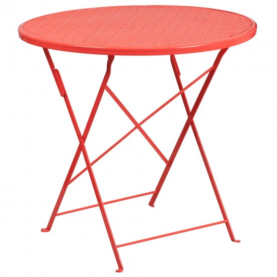Flash Furniture Oia Commercial Grade 30\" Round Coral Indoor-Outdoor Steel Folding Patio Table