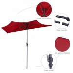 Costway 9Ft Half Round Umbrella Patio Bistro Wall Balcony Door Window Sun Shade Wine