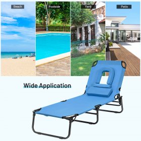 Costway Patio Foldable Chaise Lounge Chair Bed Outdoor Beach Camping Recliner Pool Yard