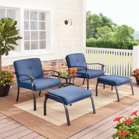 Mainstays Belden Park 5-Piece Outdoor Patio Leisure Set, Blue