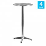 Flash Furniture Mellie 23.25" Round Aluminum Indoor-Outdoor Bar Height Table with Flip-Up Table Set of 4