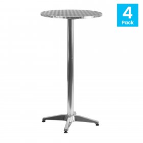 Flash Furniture Mellie 23.25" Round Aluminum Indoor-Outdoor Bar Height Table with Flip-Up Table Set of 4