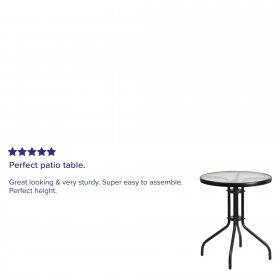 Flash Furniture 23.75 Round Tempered Glass Metal Table