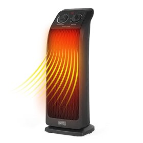 BLACK+DECKER 1,500-Watt-Max Oscillating Ceramic Tower Heater with Fan Setting, BHTC571