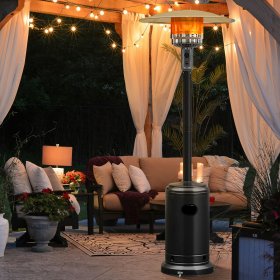 Costway 50000 BTU Propane Patio Heater Standing Steel with Wheels Black