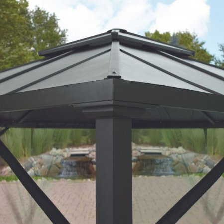 Better Homes & Gardens Sullivan Ridge 10' x 10' Hard Top Gazebo with Netting, Black