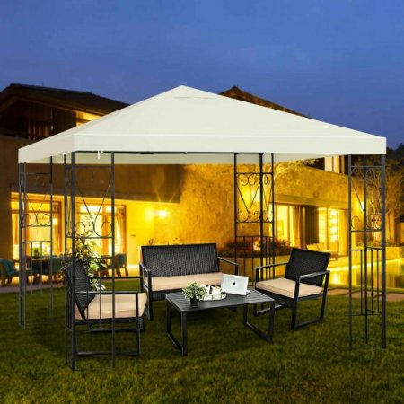 Costway 10'x10' Steel Frame Patio Gazebo Canopy Tent Shelter Patio Party Awning