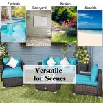 Costway 6PCS Patio Rattan Furniture Set Cushion Sofa Coffee Table Turquoise