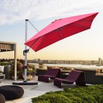 10Ft Square Patio Offset Cantilever Umbrella 360 Degree Tilt Aluminum Red