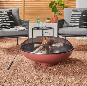 Mainstays 32" Round Terra-Cotta & Black High-Resistance Finish Steel Fire Pit