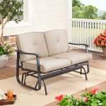 Mainstays Belden Park Outdoor Furniture Patio 2-Person Glider Bench with Cushions, Beige