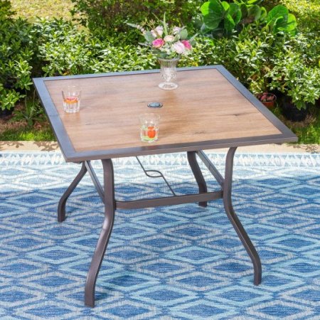 Sophia & William 37" Outdoor Square Dining Table with Steel Frame for 4 Chairs