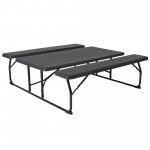 Flash Furniture Insta-Fold Charcoal Wood Grain Folding Picnic Table and Benches 4.5 Foot Folding Table