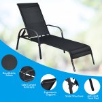 Costway Set of 2 Patio Lounge Chairs Sling Chaise Lounge Recliner Adjustable