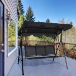 Costway Outdoor Patio Swing Canopy 3 Person Canopy Swing Chair Patio Hammock Black