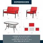 Mainstays Stanton 4-Piece Patio Furniture Conversation Set, Red, Metal