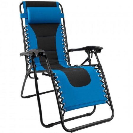 Lacoo Oversized Padded Zero Gravity Chair with Headrest, Blue/Black